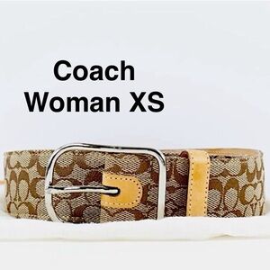 COACH 8573 Signature belt Brown canvas fit waist 25-27 inches woman XS⭐️⭐️⭐️